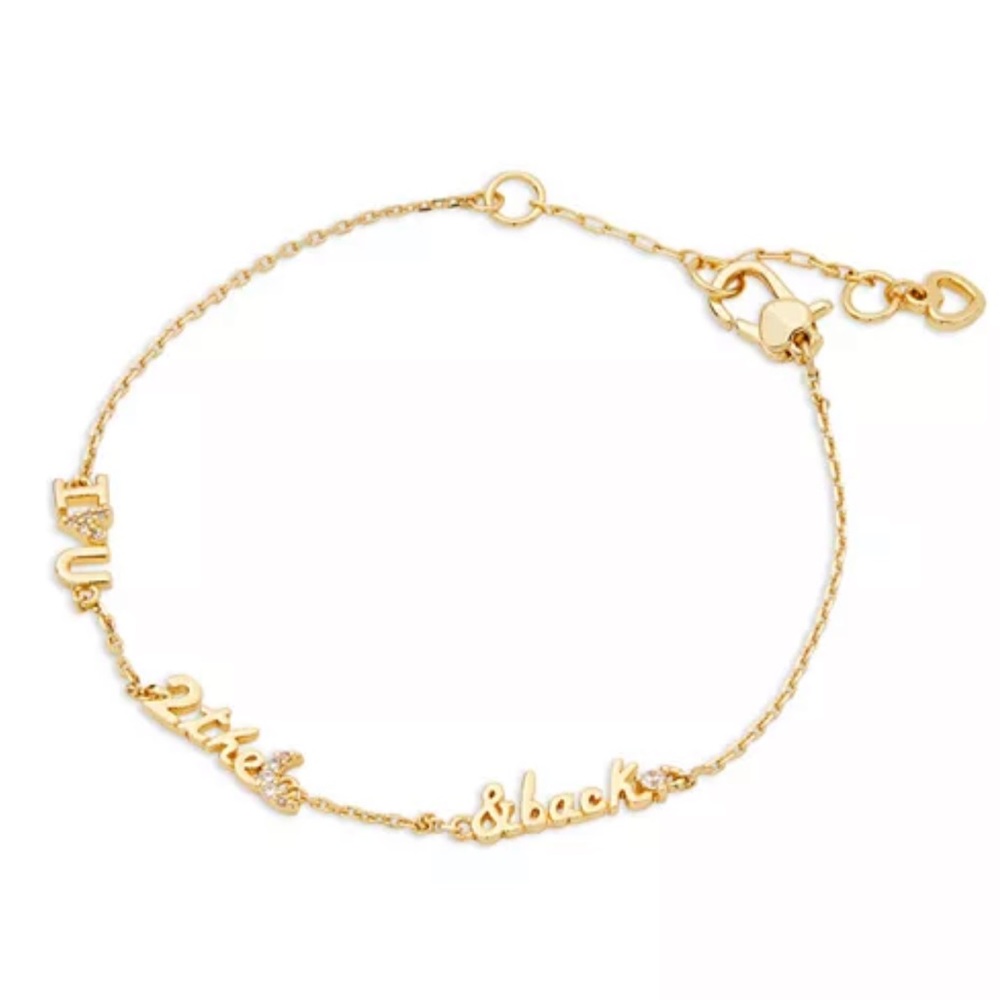 $68 Kate Spade True Love Pavé ‘ I Love You To The Moon’ Link Bracelet in Gold